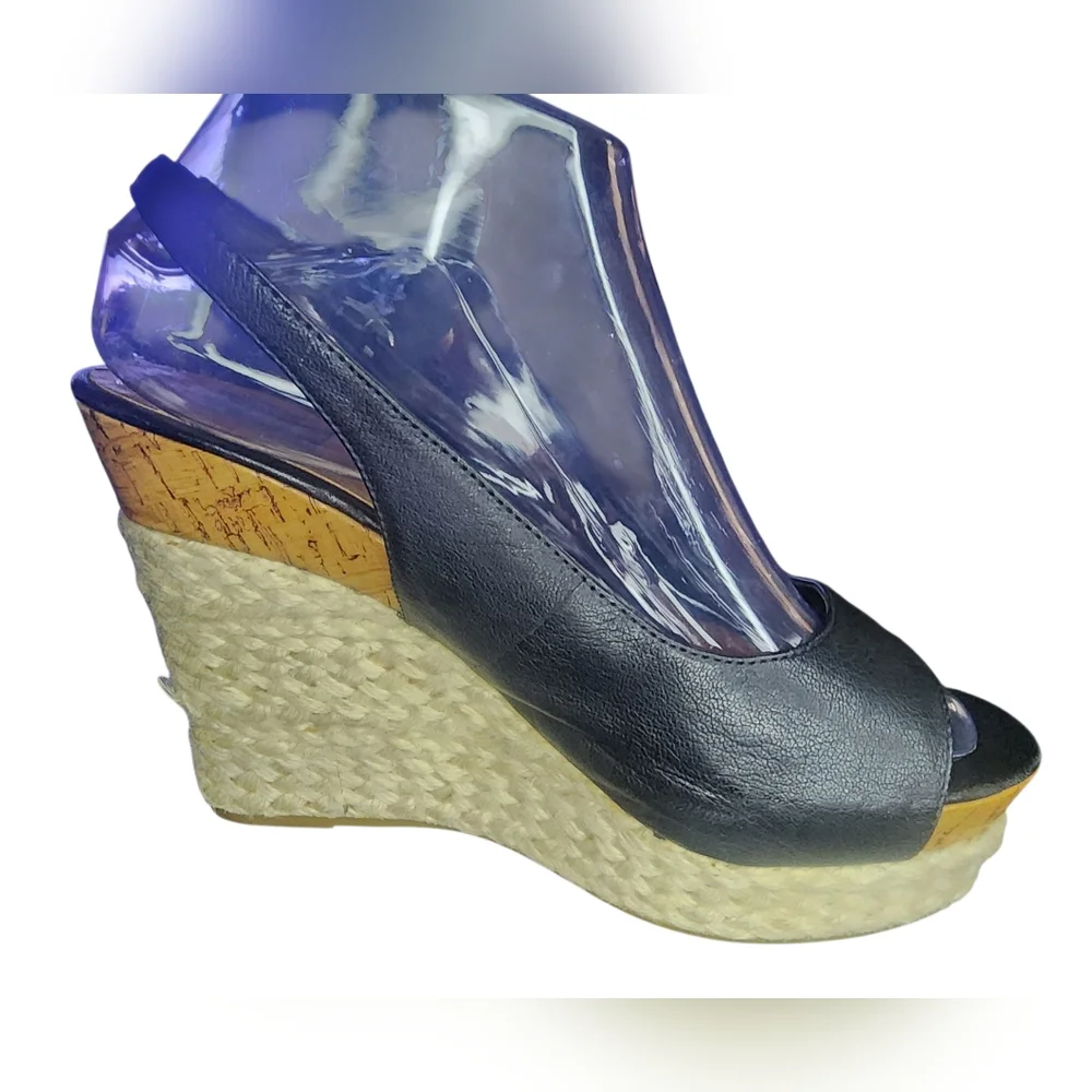 Dolce Vita Leather Slingback Espadrille Platform Wedges, Womens 8.5 - Picture 6 of 9